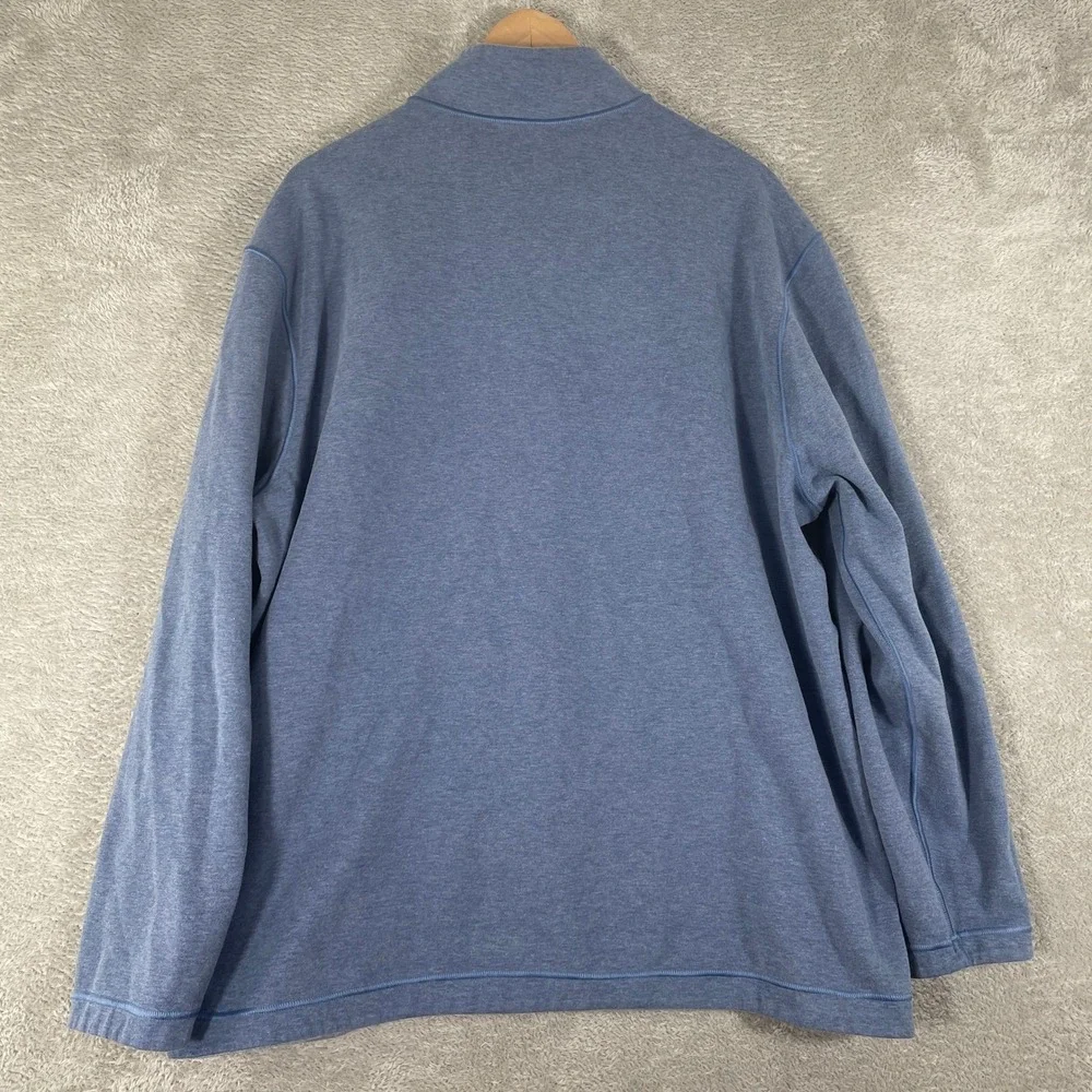 Johnston &‎ Murphy Quarter Zip Pullover Mens 2XL Blue Reversible Mock Neck Logo
